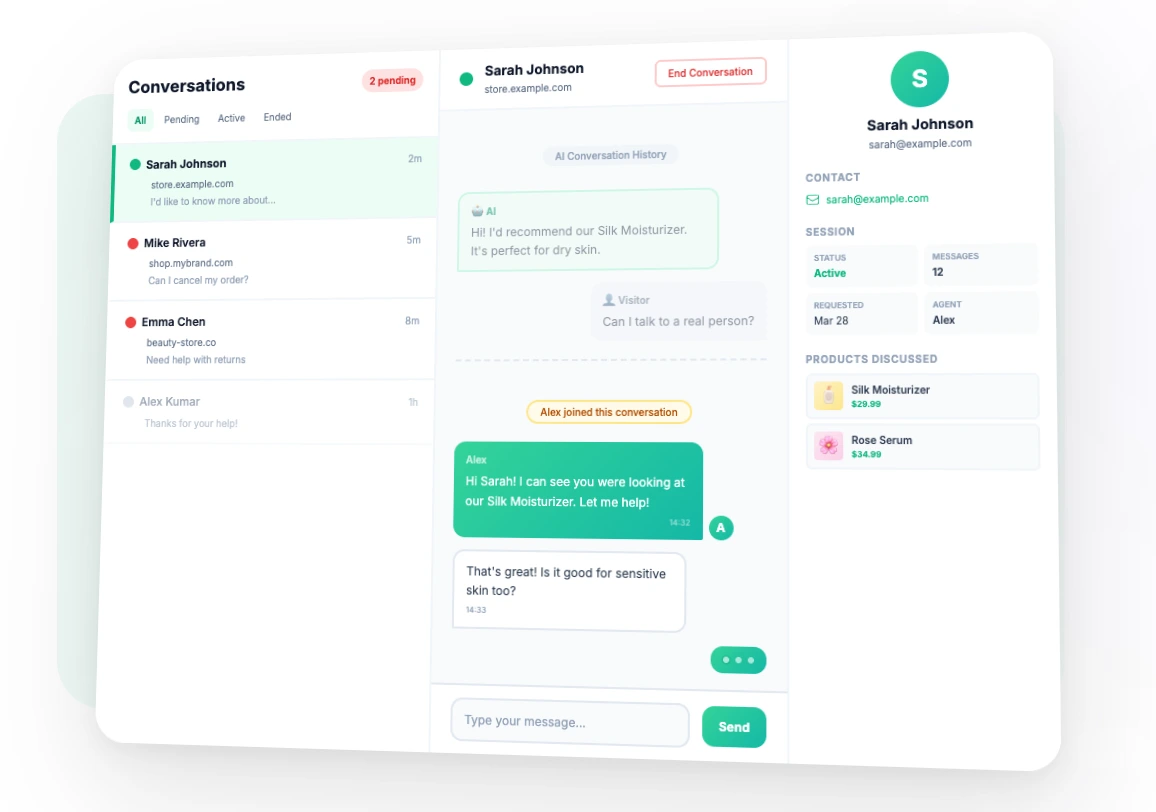 Live Chat with Human Agents